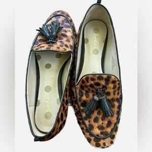 Boden Calf Hair Leopard Tassel Loafer‎ Size 5.5 Animal Print Ines Flats